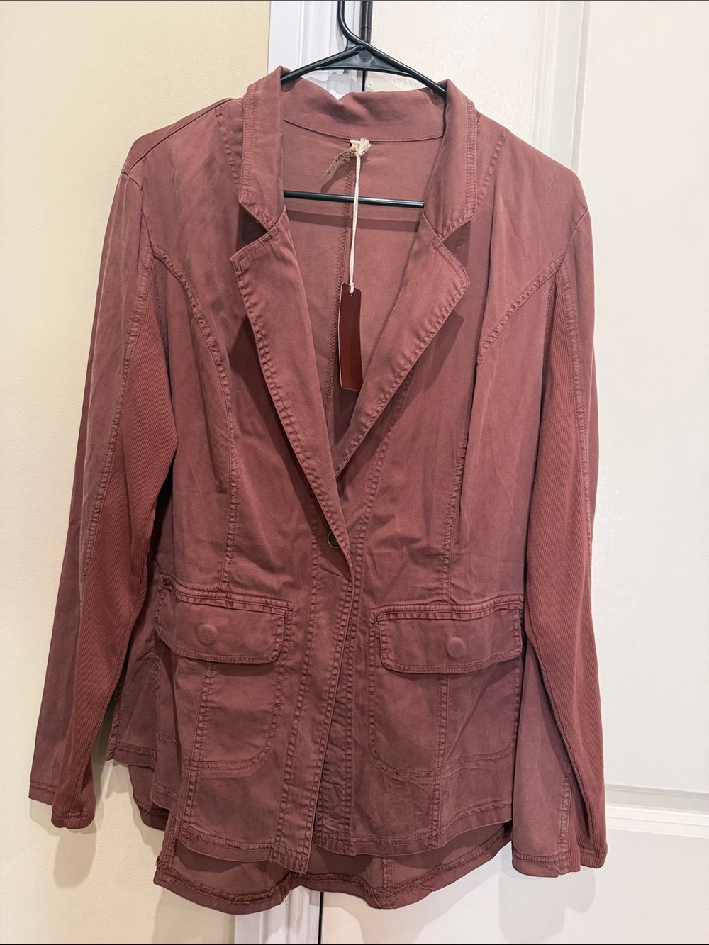 XCVI Rosewood Utility Blazer pretty rust color.